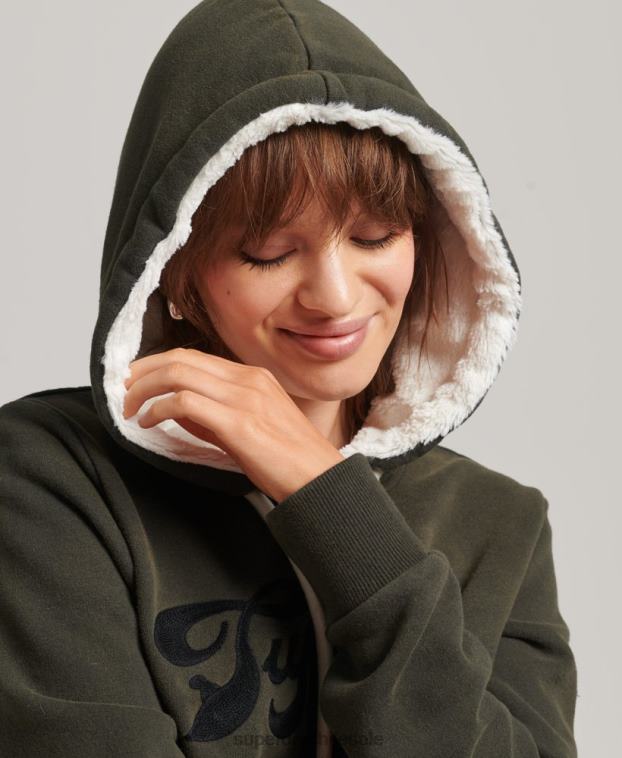 mujer Superdry gris oscuro orgullo y artesanía sudadera con capucha 2R68Z5816