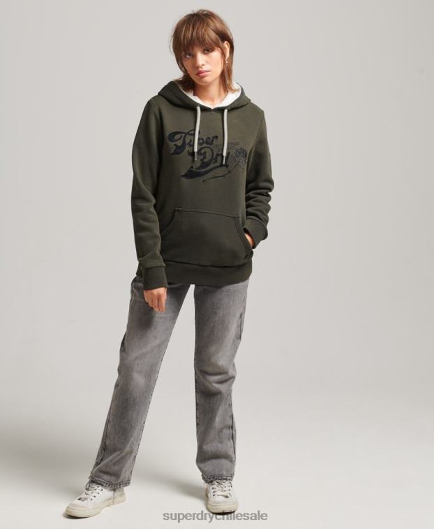 mujer Superdry gris oscuro orgullo y artesanía sudadera con capucha 2R68Z5816