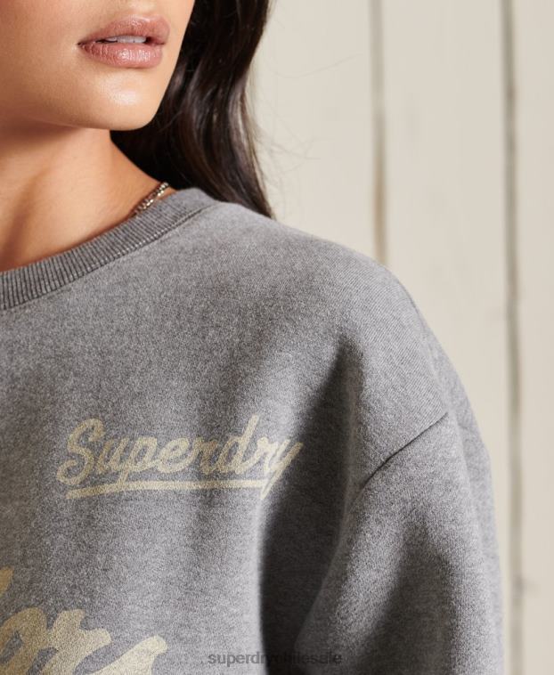 mujer Superdry gris oscuro sudadera colegial extragrande 2R68Z5815