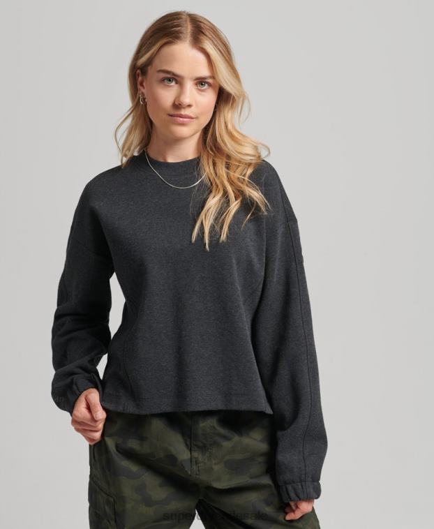 mujer Superdry gris oscuro sudadera con capucha Code Tech 2R68Z5861