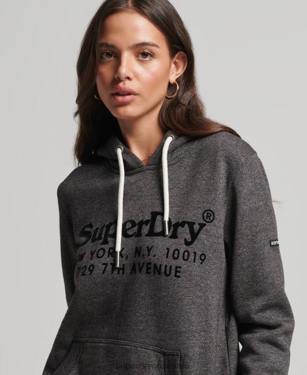 mujer Superdry gris oscuro sudadera con capucha de interés del lugar 2R68Z3295