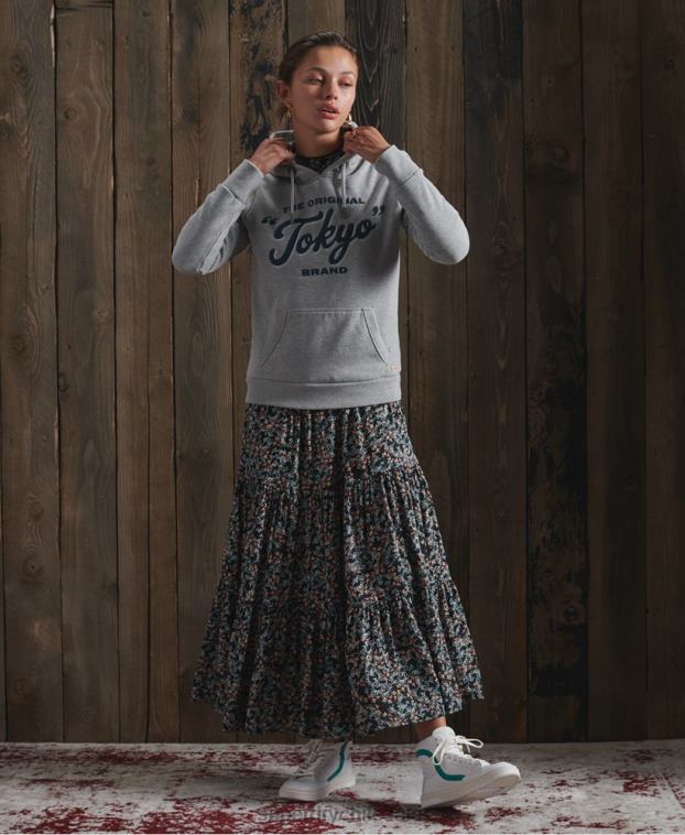 mujer Superdry gris oscuro sudadera con capucha de ropa de trabajo hecha a mano 2R68Z3507