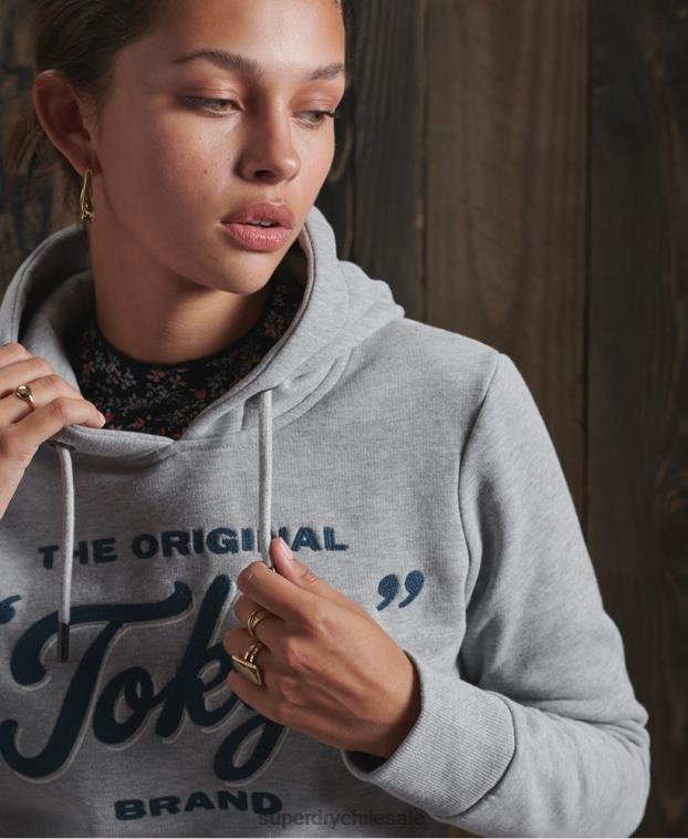 mujer Superdry gris oscuro sudadera con capucha de ropa de trabajo hecha a mano 2R68Z3507