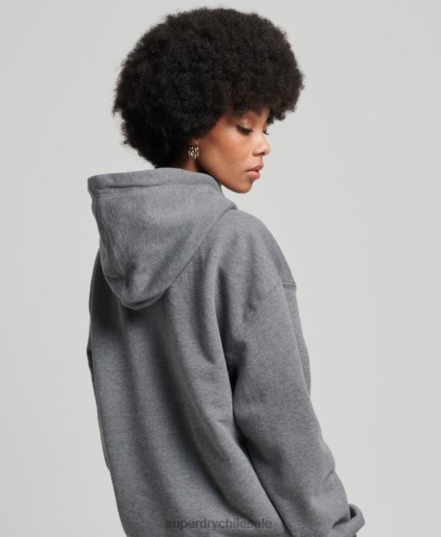 mujer Superdry gris oscuro sudadera con capucha extragrande con aplique 2R68Z3390