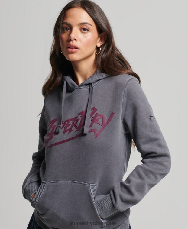 mujer Superdry gris oscuro sudadera con capucha marca indie 2R68Z3337
