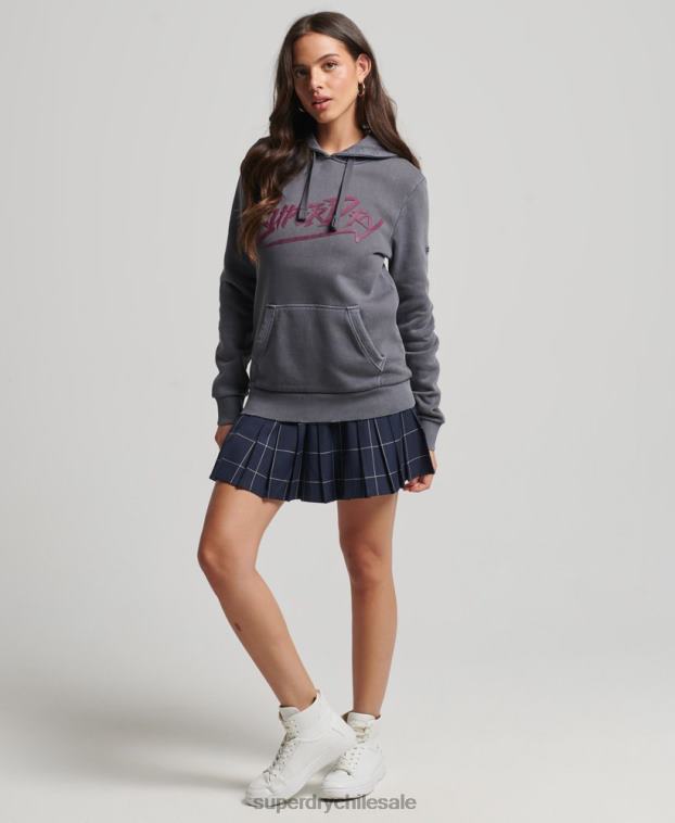 mujer Superdry gris oscuro sudadera con capucha marca indie 2R68Z3337