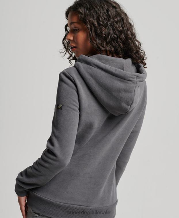 mujer Superdry gris oscuro sudadera con capucha y detalles 2R68Z3405