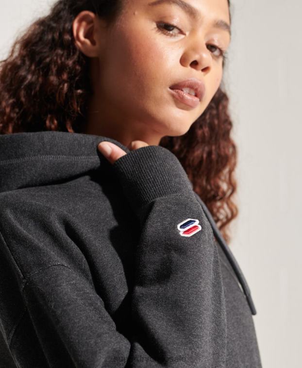 mujer Superdry gris oscuro sudadera con capucha y logo corporativo 2R68Z6125