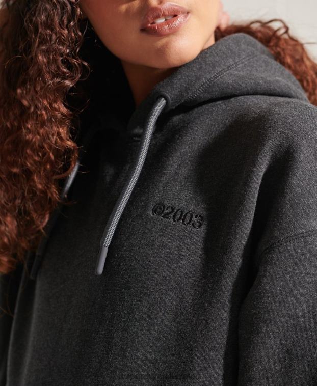 mujer Superdry gris oscuro sudadera con capucha y logo corporativo 2R68Z6125