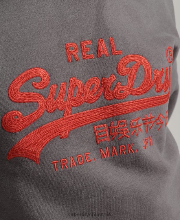 mujer Superdry gris oscuro sudadera con capucha y logo vintage 2R68Z5764