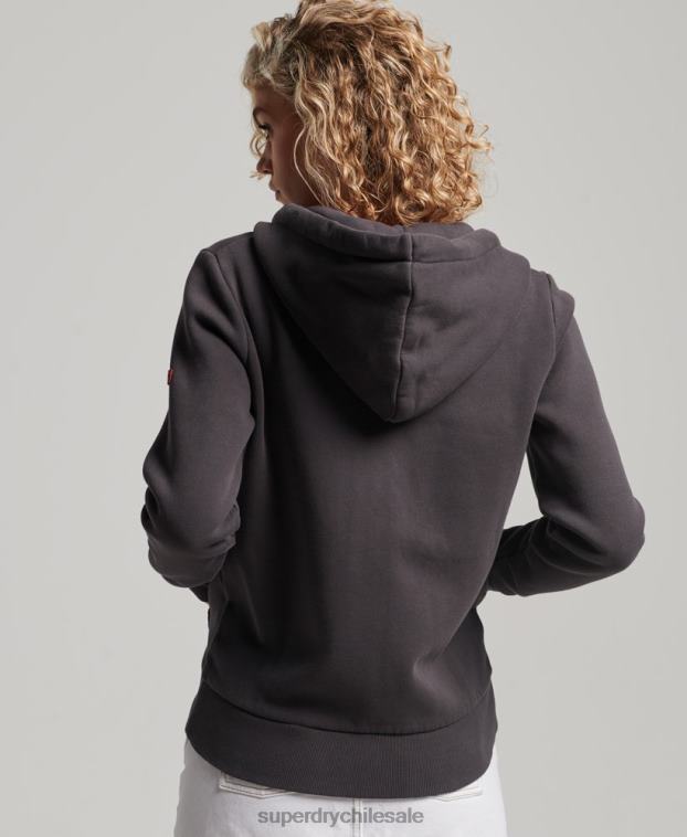 mujer Superdry gris oscuro sudadera con cremallera y logo vintage 2R68Z2143