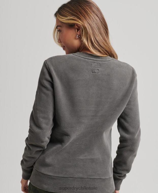 mujer Superdry gris oscuro sudadera con cuello redondo y logo vintage 2R68Z5910