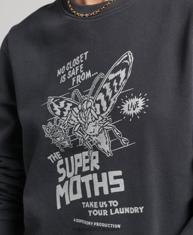 mujer Superdry gris oscuro sudadera con equipo b-movie 2R68Z5829