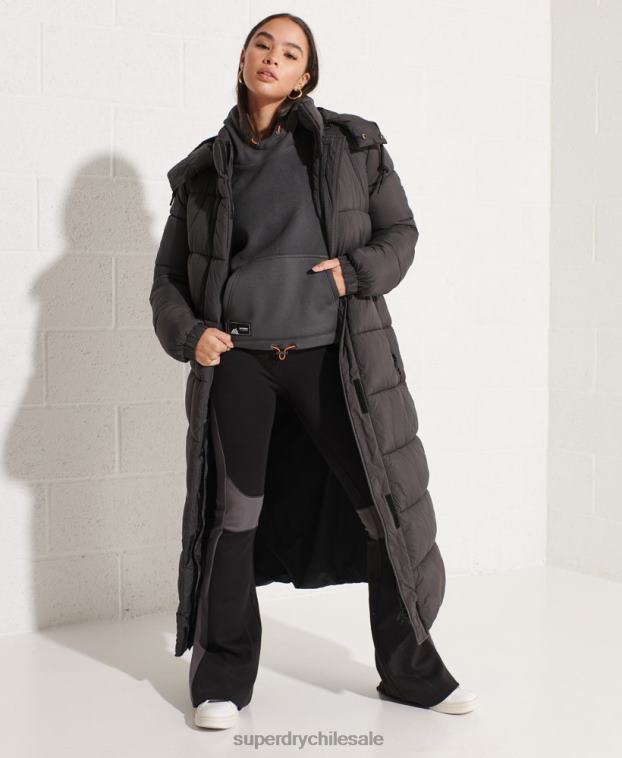 mujer Superdry gris oscuro sudadera corta con capucha de polar de montaña 2R68Z3441