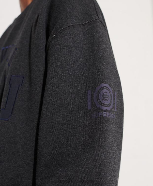 mujer Superdry gris oscuro sudadera extragrande con gráfico universitario 2R68Z6138