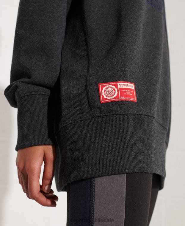 mujer Superdry gris oscuro sudadera extragrande con gráfico universitario 2R68Z6138
