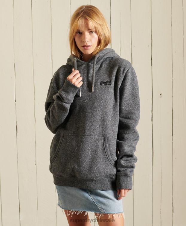 mujer Superdry gris oscuro sudadera holgada con logo vintage bordado 2R68Z5929