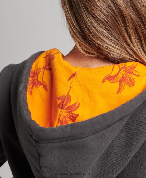 mujer Superdry gris oscuro sudadera interior con cremallera y estampado completo 2R68Z6027