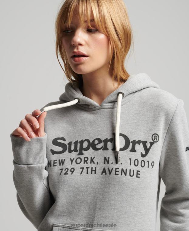 mujer Superdry gris sudadera con capucha de interés del lugar 2R68Z5761