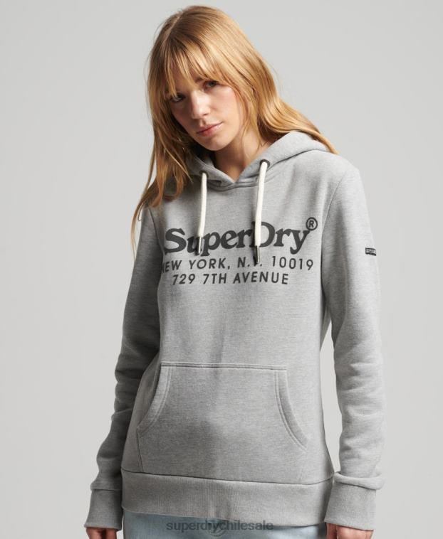 mujer Superdry gris sudadera con capucha de interés del lugar 2R68Z5761