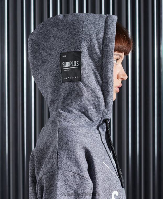 mujer Superdry gris sudadera con capucha excedente 2R68Z6088