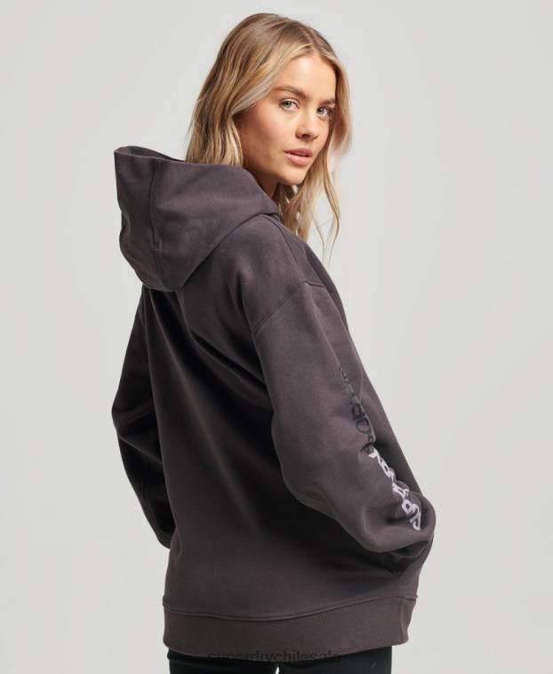 mujer Superdry gris sudadera con capucha extragrande 2R68Z3394