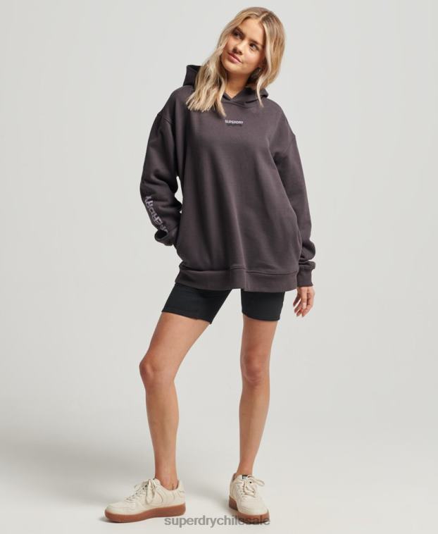 mujer Superdry gris sudadera con capucha extragrande 2R68Z3394