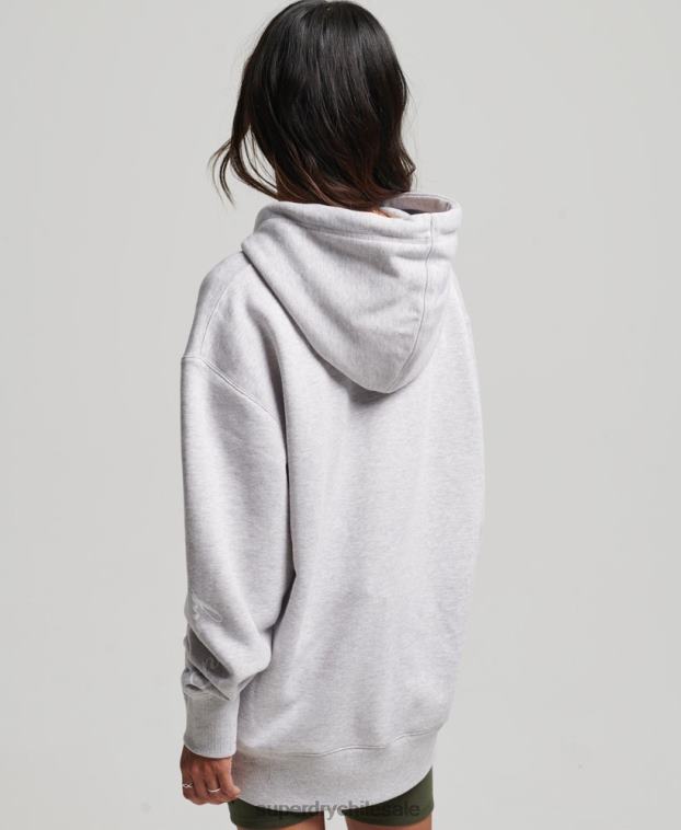 mujer Superdry gris sudadera con capucha extragrande con estampado gráfico 2R68Z5801