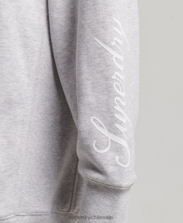 mujer Superdry gris sudadera con capucha extragrande con estampado gráfico 2R68Z5801