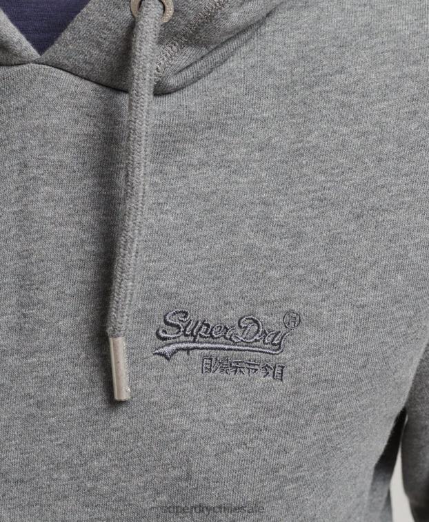 mujer Superdry gris sudadera con capucha y logo esencial de algodón orgánico 2R68Z6108