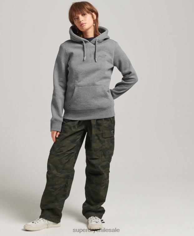 mujer Superdry gris sudadera con capucha y logo esencial de algodón orgánico 2R68Z6108