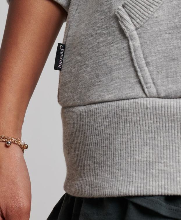 mujer Superdry gris sudadera con capucha y logo gráfico en relieve 2R68Z3278