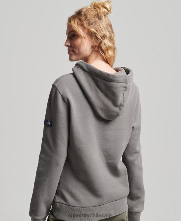 mujer Superdry gris sudadera con capucha y logo gráfico japonés 2R68Z5753