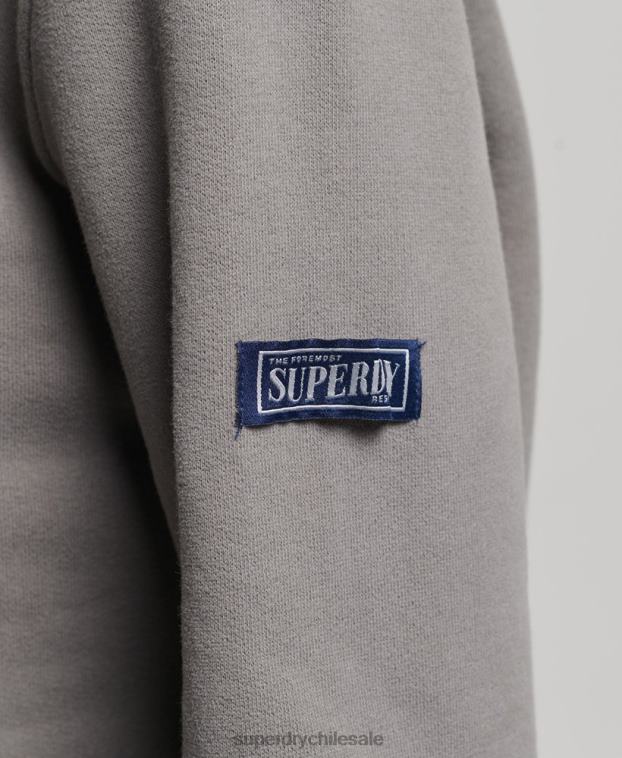 mujer Superdry gris sudadera con capucha y logo gráfico japonés 2R68Z5753