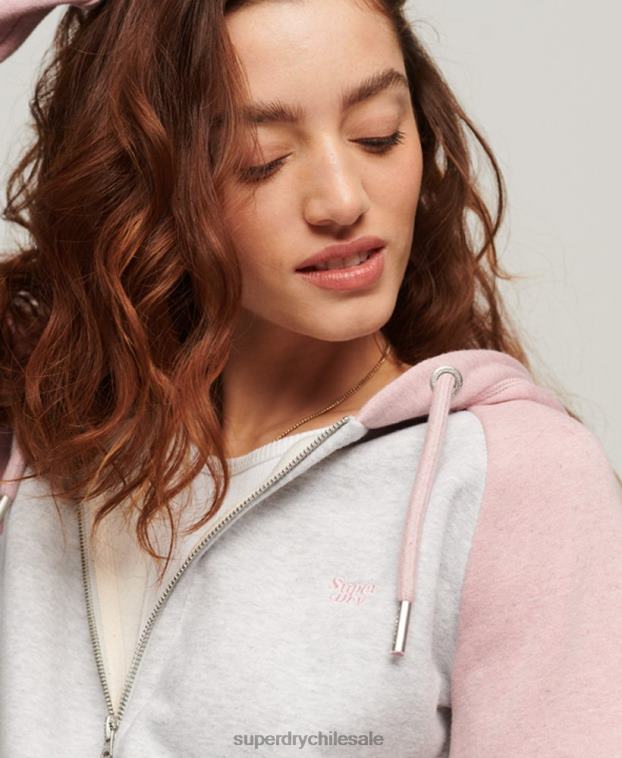 mujer Superdry gris sudadera con capucha y logo vintage bordado 2R68Z3283