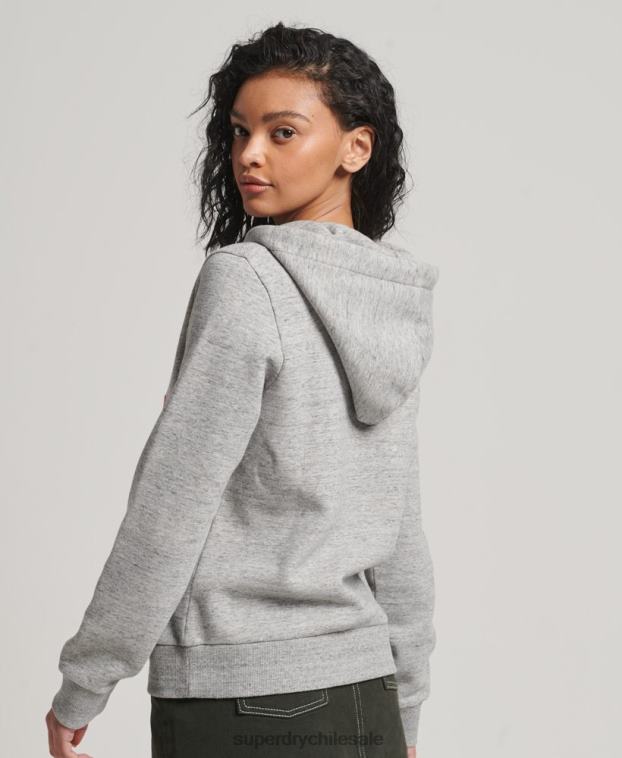 mujer Superdry gris sudadera con capucha y logo vintage neón 2R68Z3417