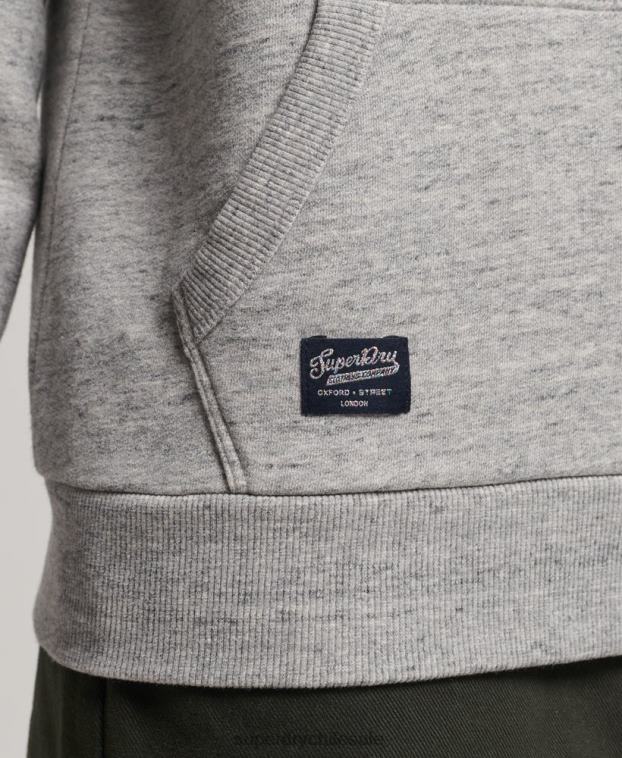 mujer Superdry gris sudadera con capucha y logo vintage neón 2R68Z3417