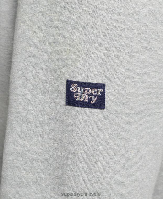mujer Superdry gris sudadera con capucha y texto de nostalgia 2R68Z3418