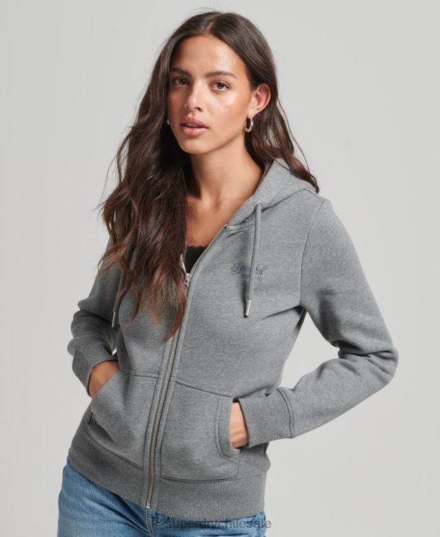 mujer Superdry gris sudadera con cremallera y logo Essential de algodón orgánico 2R68Z3303