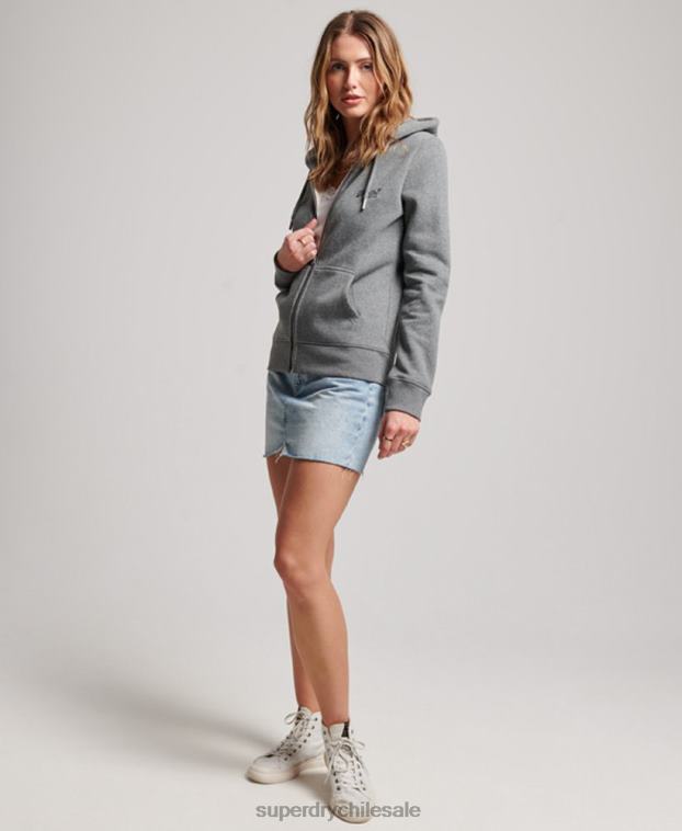 mujer Superdry gris sudadera con cremallera y logo bordado 2R68Z3335