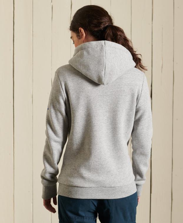 mujer Superdry gris sudadera con cremallera y logo clásico americano 2R68Z6104