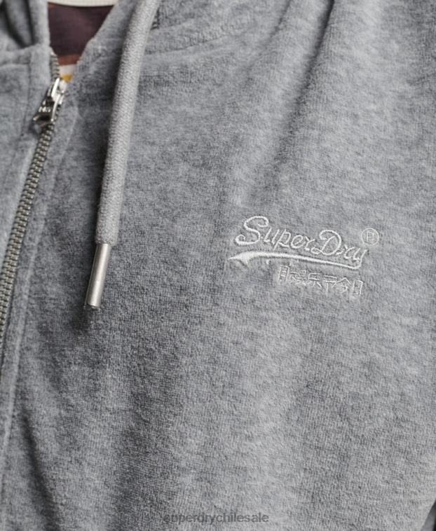 mujer Superdry gris sudadera con cremallera y logo vintage de algodón orgánico 2R68Z2197