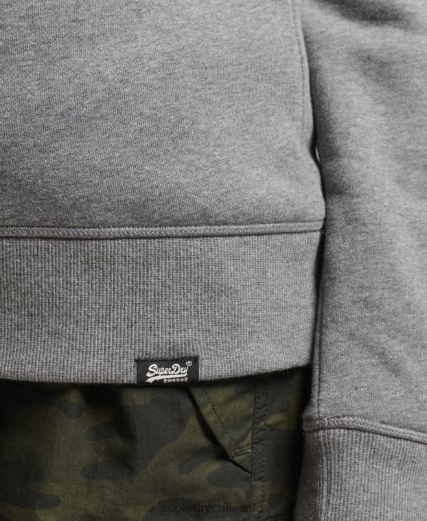mujer Superdry gris sudadera con cuello redondo y logo esencial de algodón orgánico 2R68Z6113