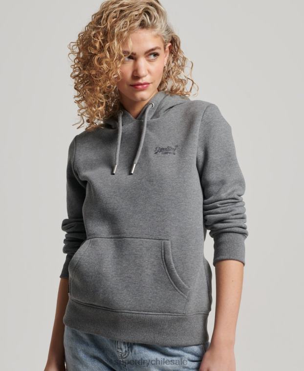 mujer Superdry gris sudadera con logo bordado 2R68Z2151