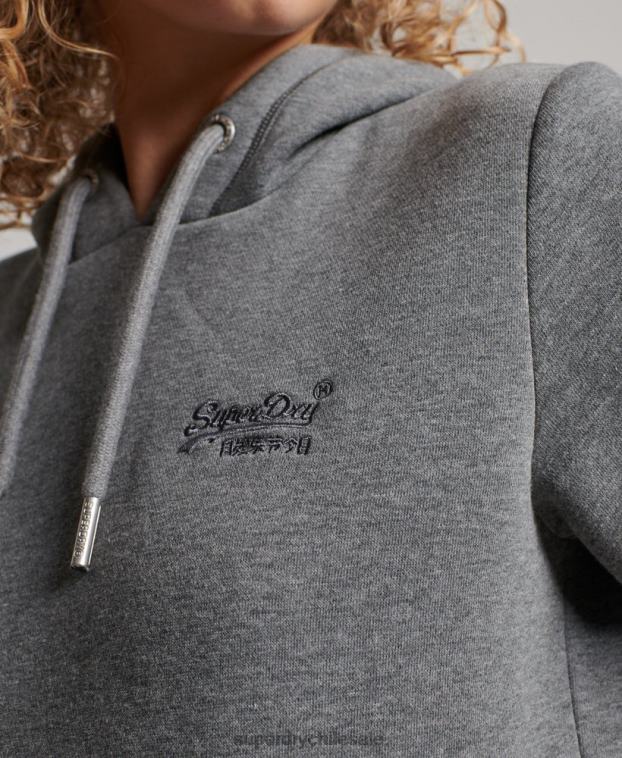 mujer Superdry gris sudadera con logo bordado 2R68Z2151