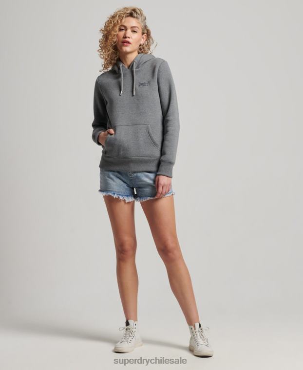 mujer Superdry gris sudadera con logo bordado 2R68Z2151