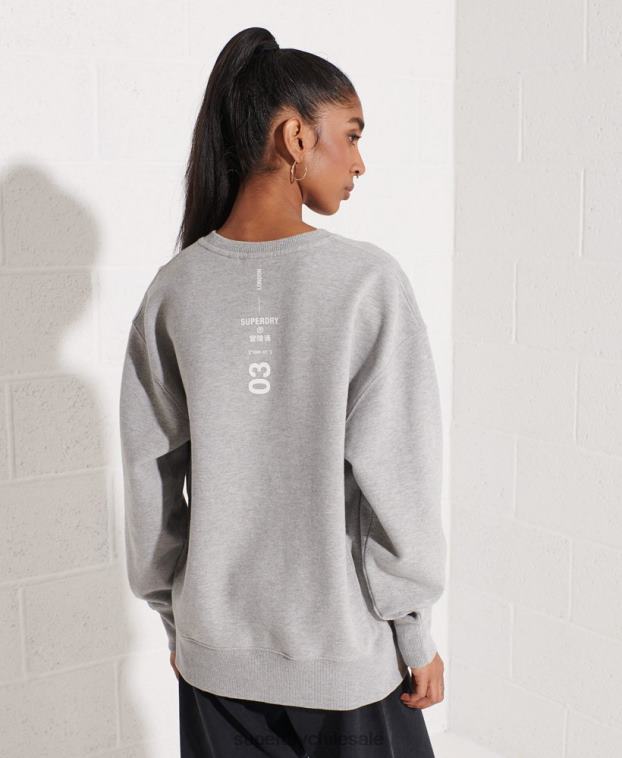 mujer Superdry gris sudadera con logo cooperativo 2R68Z5813