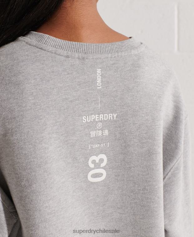 mujer Superdry gris sudadera con logo cooperativo 2R68Z5813