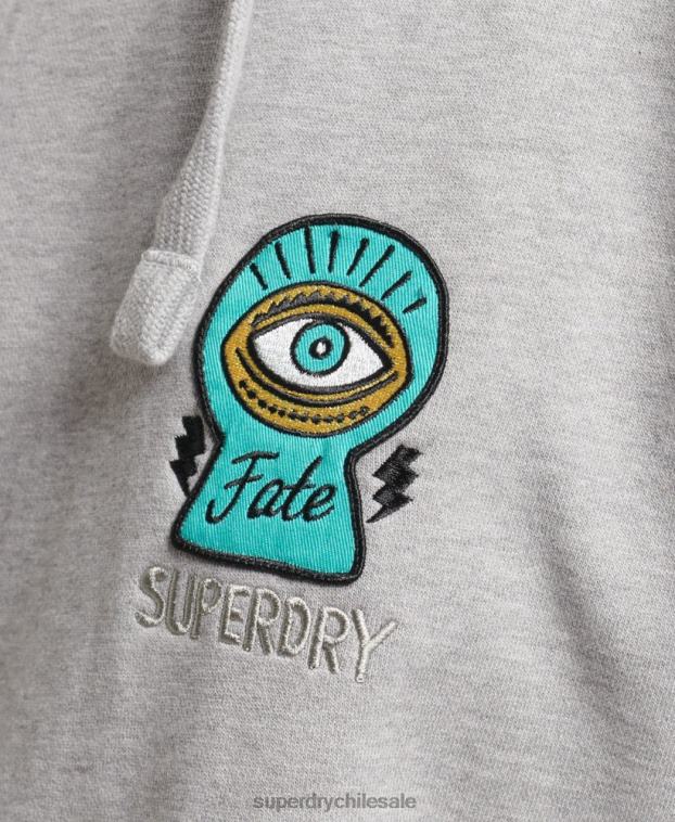 mujer Superdry gris sudadera con parche de nostalgia 2R68Z5986