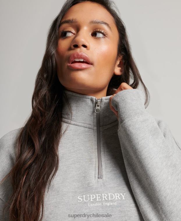 mujer Superdry gris sudadera core sport con media cremallera 2R68Z3357